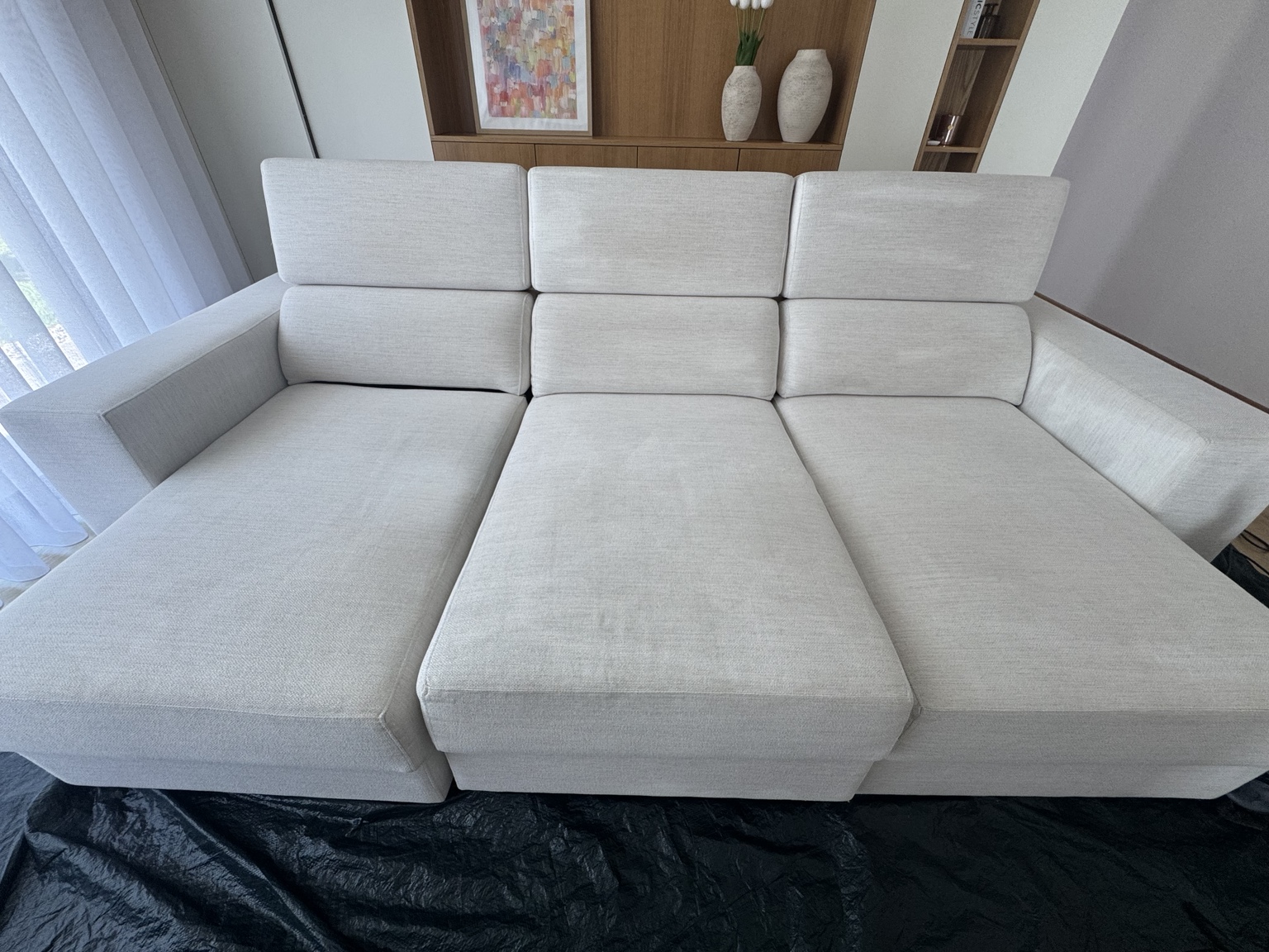 Sofá branco antes da limpeza